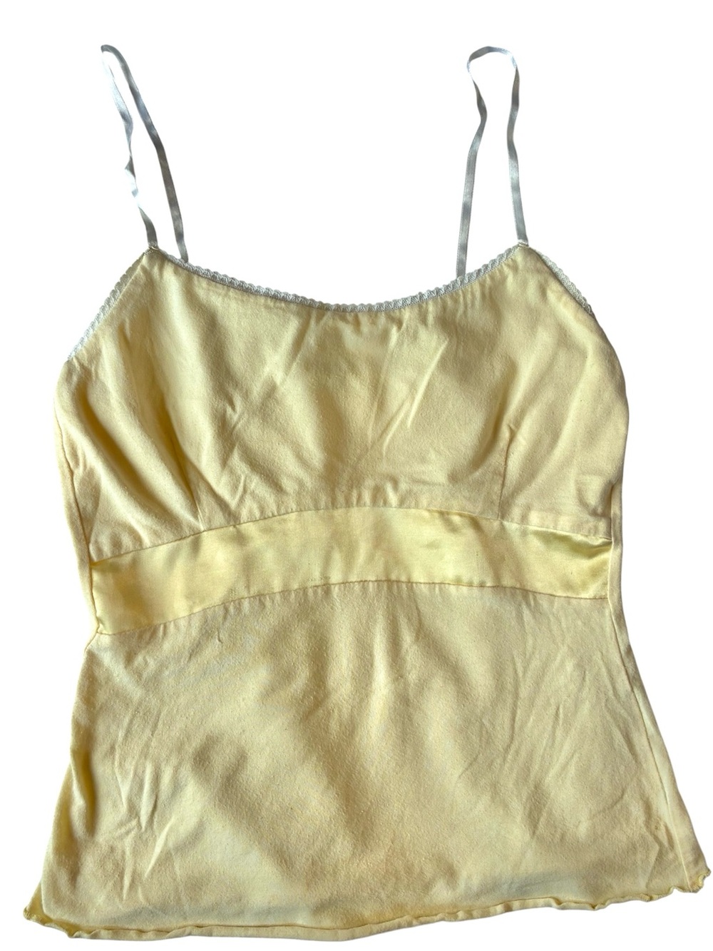 Vintage Butter Yellow Satin-Trim Camisole
